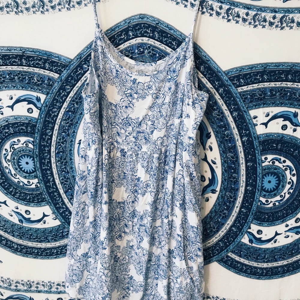 Blue Floral American Apparel Babydoll Dress